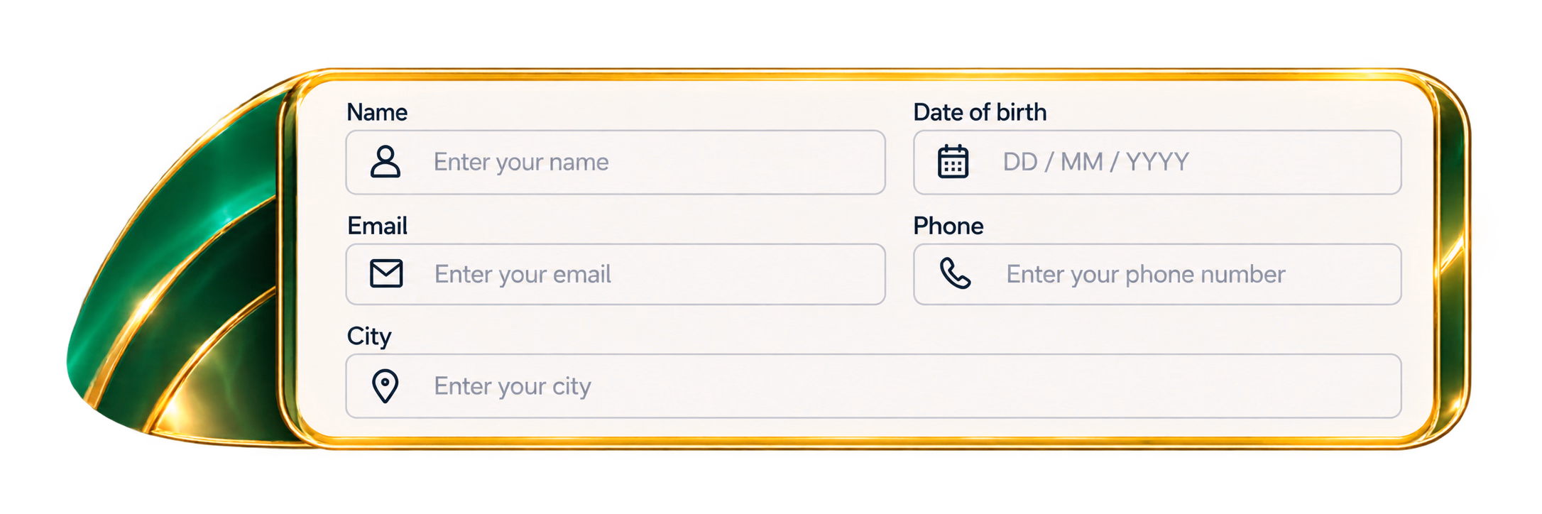 Registration form personal details fields
