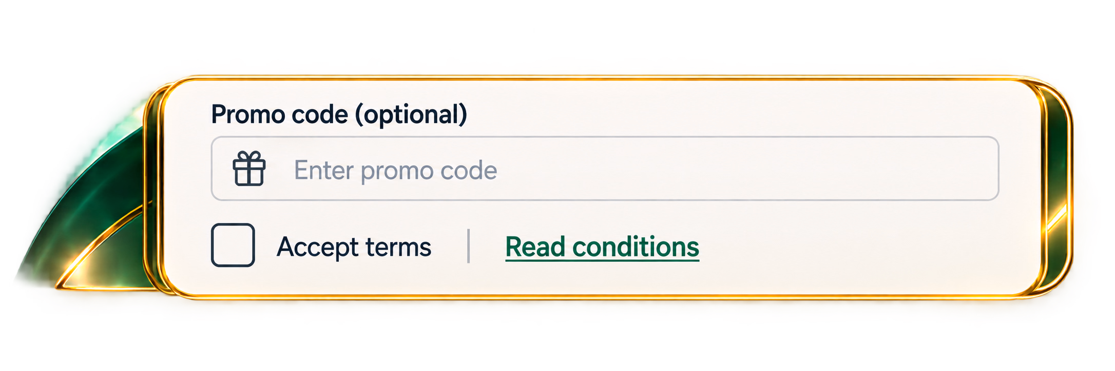 Promo code input and terms acceptance checkbox